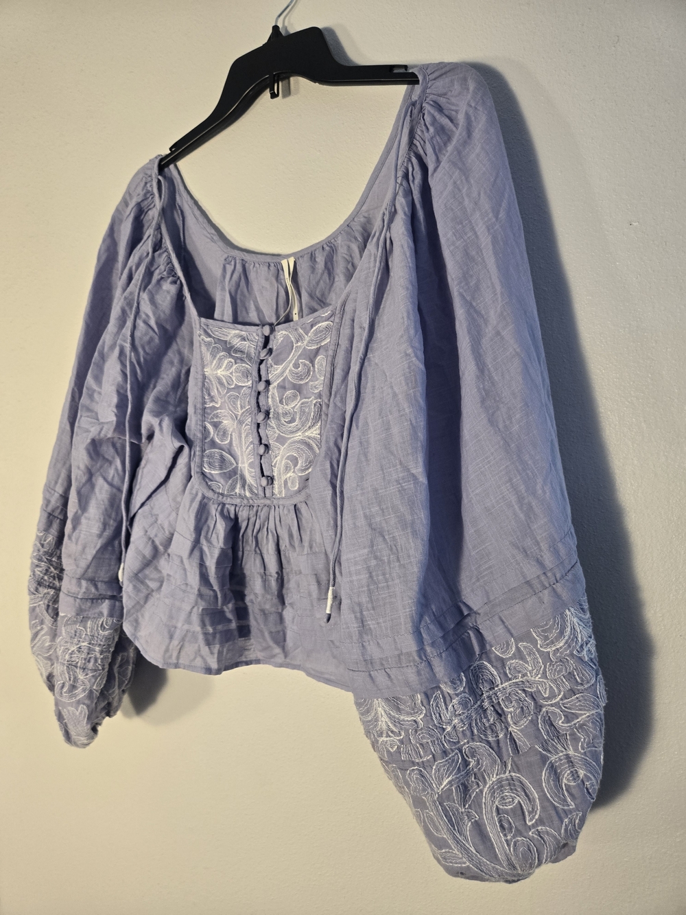 Anthropologie Lavender Embroidered Peasant Blouse - Picture 2 of 6